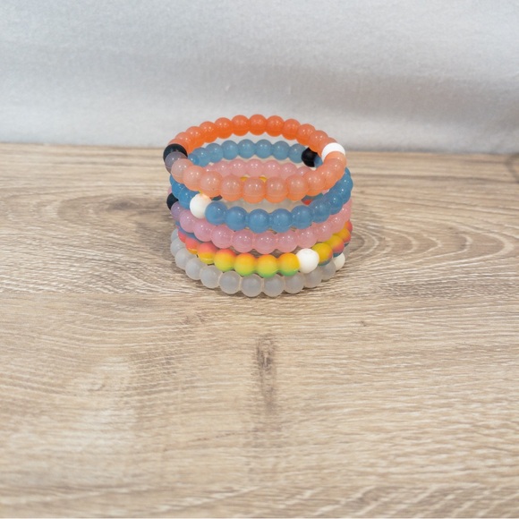 Lokai Silicone Beaded Bracelet Bubble Bead Stack of Five Multicolor - Picture 3 of 6